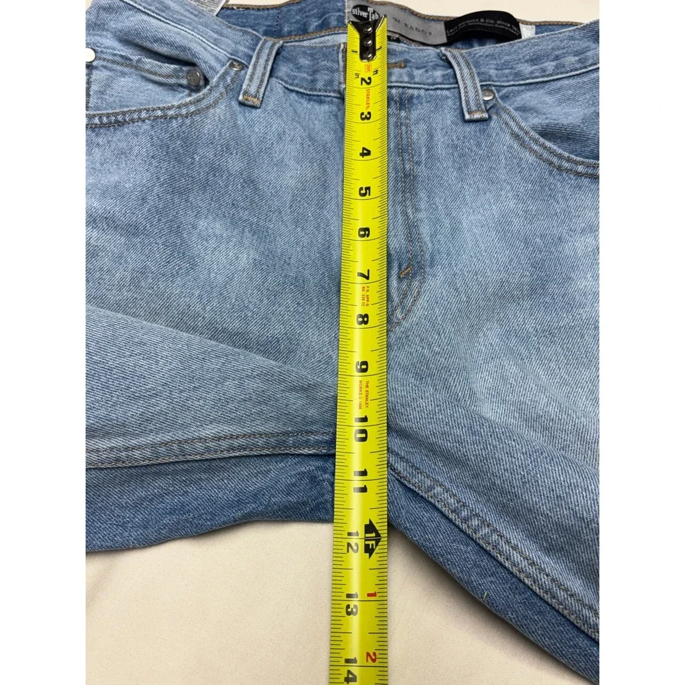 Levis SilverTab 94 Baggy Jeans Distressed Light Wash Blue Denim Womens W28 L31 - Picture 11 of 14